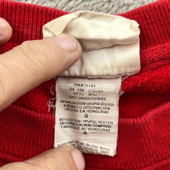 Champion Women's Reverse Weave Sweatshirt Large Crew Neck Red Cropped with Sciss - Picture 11 of 14